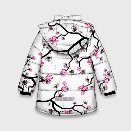 Зимняя куртка для девочки Цветущий шиповник / 3D-Светло-серый – фото 2
