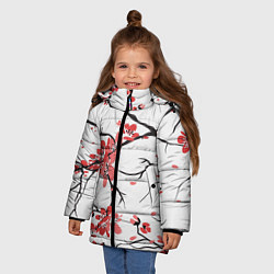 Куртка зимняя для девочки Распустившиеся цветы, цвет: 3D-светло-серый — фото 2