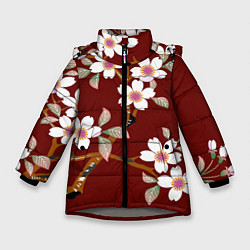 Куртка зимняя для девочки Векторная весна, цвет: 3D-светло-серый