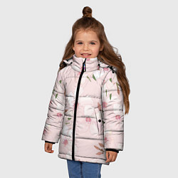 Куртка зимняя для девочки Розовые цветы весны, цвет: 3D-красный — фото 2