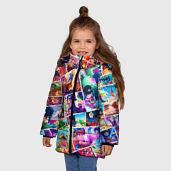 Куртка зимняя для девочки Комикс Бравл старс Все персонажи, цвет: 3D-светло-серый — фото 2