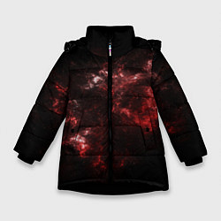 Куртка зимняя для девочки Красный космос Red space, цвет: 3D-черный