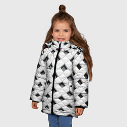 Куртка зимняя для девочки Необычная плитка, цвет: 3D-светло-серый — фото 2