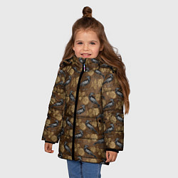 Куртка зимняя для девочки Черный ворон паттерн, цвет: 3D-красный — фото 2
