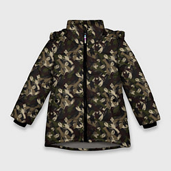 Куртка зимняя для девочки Раки камуфляж, цвет: 3D-светло-серый