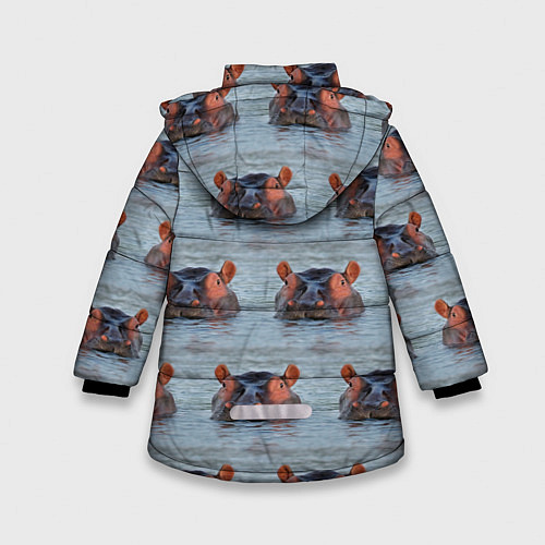 Зимняя куртка для девочки Бегемоты в воде / 3D-Светло-серый – фото 2