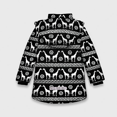 Зимняя куртка для девочки Черно-белые Жирафы / 3D-Светло-серый – фото 2