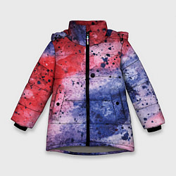 Куртка зимняя для девочки Брызги, кляксы и разводы Акварельные краски Абстра, цвет: 3D-светло-серый