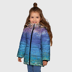 Куртка зимняя для девочки Градиент акварельный с золотым сияющим глиттером Б, цвет: 3D-светло-серый — фото 2