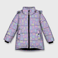 Куртка зимняя для девочки Разноцветные буквы, цвет: 3D-черный