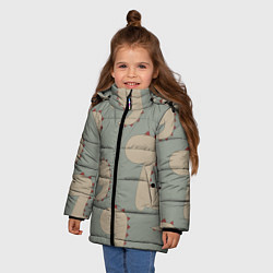 Куртка зимняя для девочки Динозеврий принт, цвет: 3D-светло-серый — фото 2
