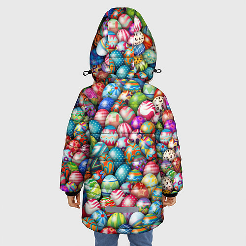Зимняя куртка для девочки Пасхальные крашеные яйца / 3D-Черный – фото 4