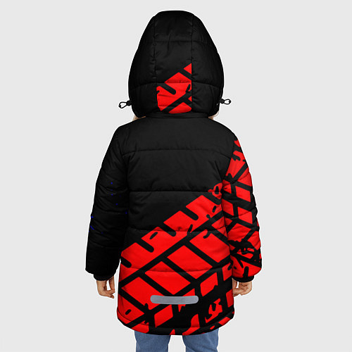 Зимняя куртка для девочки SUZUKI следы шин / 3D-Черный – фото 4