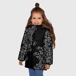 Куртка зимняя для девочки Абстракция ,серебряный геометрический узор, цвет: 3D-черный — фото 2