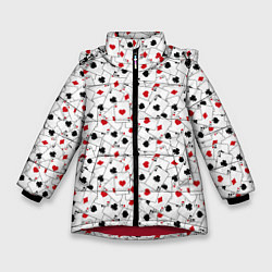 Куртка зимняя для девочки Карточные Тузы, цвет: 3D-красный