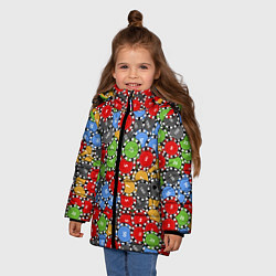 Куртка зимняя для девочки Фишки, Ставки, Казино, цвет: 3D-светло-серый — фото 2
