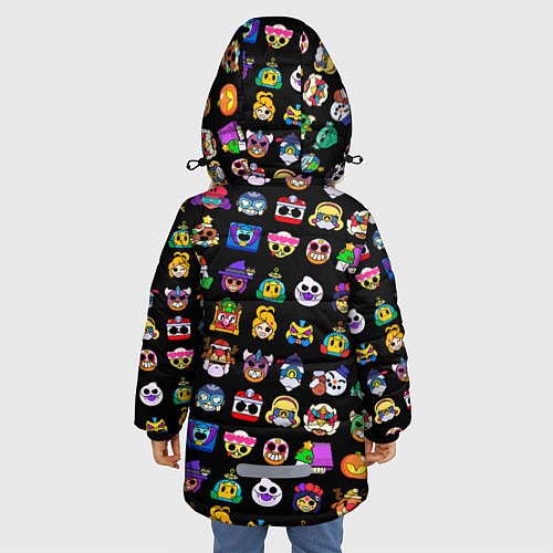 Зимняя куртка для девочки Значки на скины Бравл Старс Brawl Черный Пины / 3D-Черный – фото 4