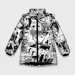 Куртка зимняя для девочки Волейбол!! pattern, цвет: 3D-черный