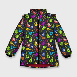Зимняя куртка для девочки Разноцветные Гитары