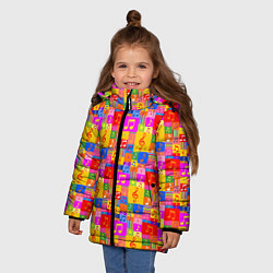 Куртка зимняя для девочки Красочные Музыкальные Ноты, цвет: 3D-красный — фото 2