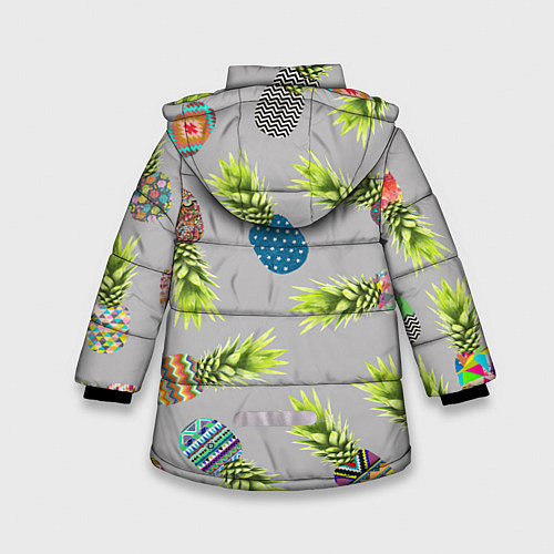 Зимняя куртка для девочки Узорные ананасы / 3D-Светло-серый – фото 2