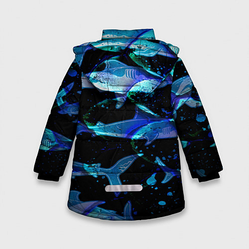 Зимняя куртка для девочки На дне морском Акулы / 3D-Светло-серый – фото 2