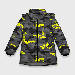 Куртка зимняя для девочки Камуфляж Серо-Чёрный, цвет: 3D-светло-серый