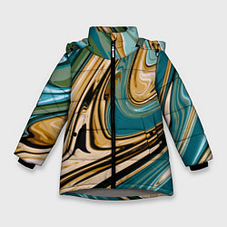 Куртка зимняя для девочки Маскировочный мраморный принт, цвет: 3D-светло-серый