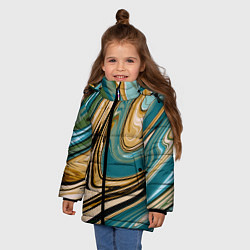 Куртка зимняя для девочки Маскировочный мраморный принт, цвет: 3D-светло-серый — фото 2