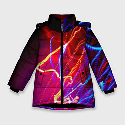 Куртка зимняя для девочки Neon vanguard pattern Lighting, цвет: 3D-черный