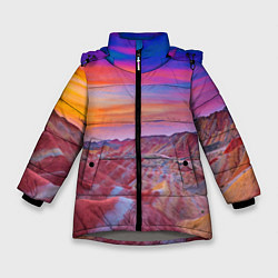 Куртка зимняя для девочки Краски природы Горы Neon Китай, цвет: 3D-светло-серый