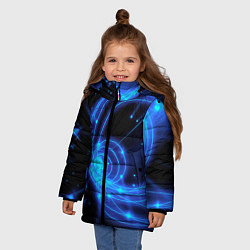 Куртка зимняя для девочки Неоновый космос Neon space, цвет: 3D-черный — фото 2