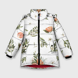 Куртка зимняя для девочки Цветы Цитрусовых Мандарин, цвет: 3D-красный