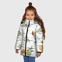 Куртка зимняя для девочки Цветы и Мандарин, цвет: 3D-светло-серый — фото 2