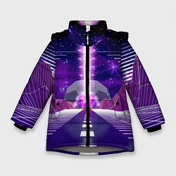 Куртка зимняя для девочки Vaporwave Neon Space, цвет: 3D-светло-серый