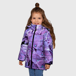 Куртка зимняя для девочки Фиолетово-сиреневые цветы, цвет: 3D-светло-серый — фото 2