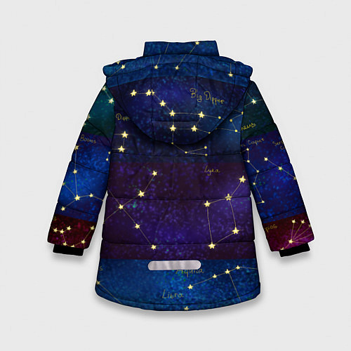 Зимняя куртка для девочки Самые известные созвездия Северного полушария лето / 3D-Светло-серый – фото 2