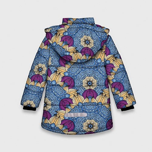 Зимняя куртка для девочки Цветочные узоры / 3D-Светло-серый – фото 2