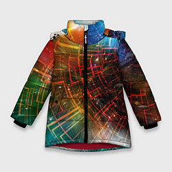 Куртка зимняя для девочки Portal - Neon Space - туннель из энергетических па, цвет: 3D-красный