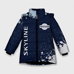 Куртка зимняя для девочки NISSAN SKYLINE Краска, цвет: 3D-черный