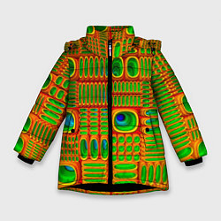 Куртка зимняя для девочки ОПТИЧЕСКАЯ АБСТРАКЦИЯ, цвет: 3D-черный