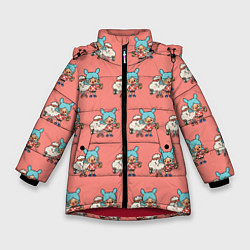 Куртка зимняя для девочки Toca Boca орнамент, цвет: 3D-красный