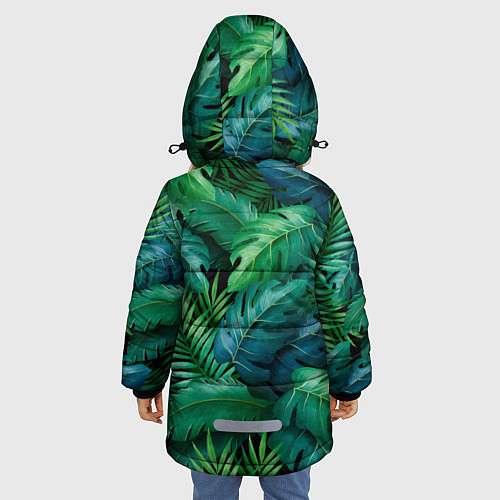 Зимняя куртка для девочки Green plants pattern / 3D-Черный – фото 4