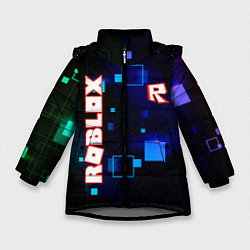 Куртка зимняя для девочки ROBLOX неоновые кубики, цвет: 3D-светло-серый