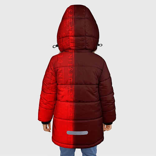 Зимняя куртка для девочки ДЕСТИНИ 2 в красных тонах и паттерном на фоне / 3D-Черный – фото 4
