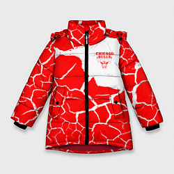 Куртка зимняя для девочки CHICAGO BULLS ЧИКАГО БУЛЛС ТРЕЩИНЫ, цвет: 3D-красный