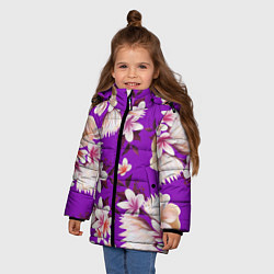 Куртка зимняя для девочки Цветы Фиолетовый Цветок, цвет: 3D-красный — фото 2