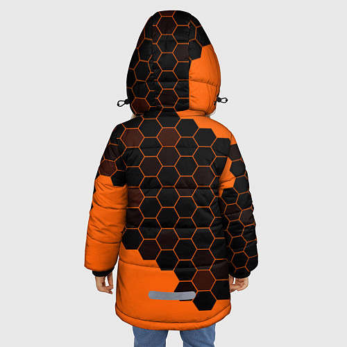 Зимняя куртка для девочки ДОТА 2 на фоне узоров из сот / 3D-Черный – фото 4