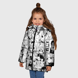 Куртка зимняя для девочки Госпожа Кагуя паттерн, цвет: 3D-черный — фото 2