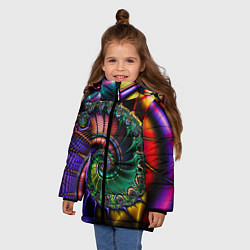 Куртка зимняя для девочки Красочная фрактальная спираль Colorful fractal spi, цвет: 3D-светло-серый — фото 2